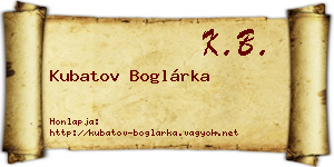 Kubatov Boglárka névjegykártya